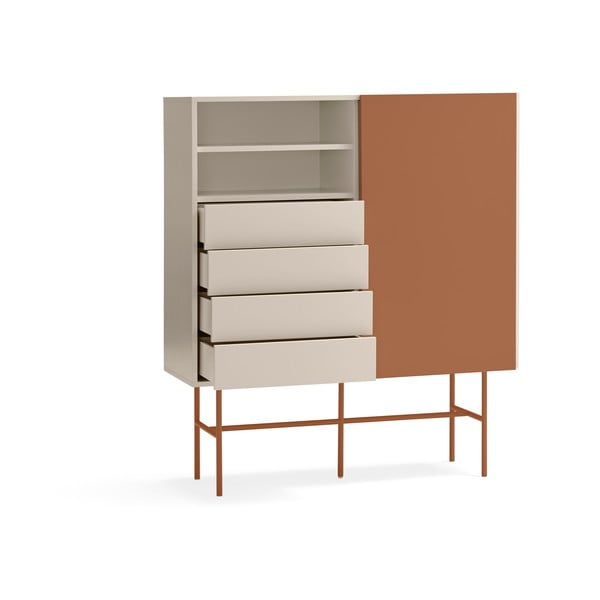 Висок скрин с плъзгащи се врати в светлосиво-тухлено 120x140 cm Nube - Teulat-image-4