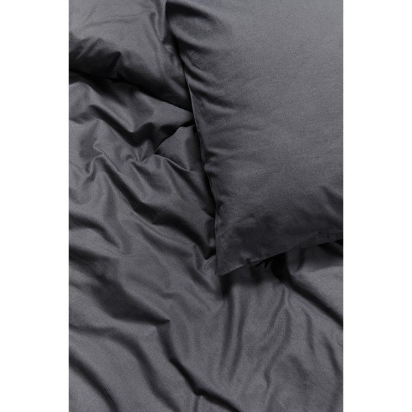 Антрацитно сив чаршаф за двойно легло от измит памук , 200 x 200 cm - Bonami Selection-image-1