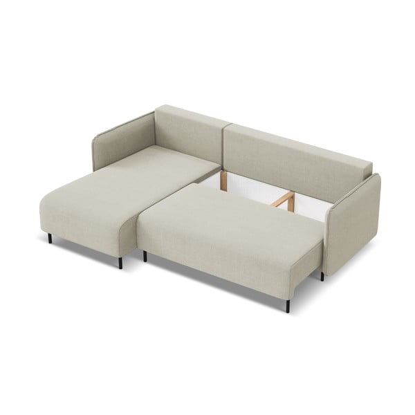 Бежов разтегателен ъглов диван с място за съхранение (ляв ъгъл) Luana – Makamii-image-3
