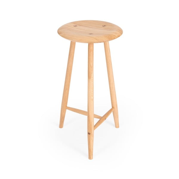 Бар стол от масивен дъб в естествен цвят (височина на седалката 65 cm) Blanc – Gazzda-image-4