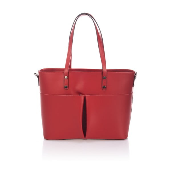 Červená kožená kabelka Giulia Massari Jillian