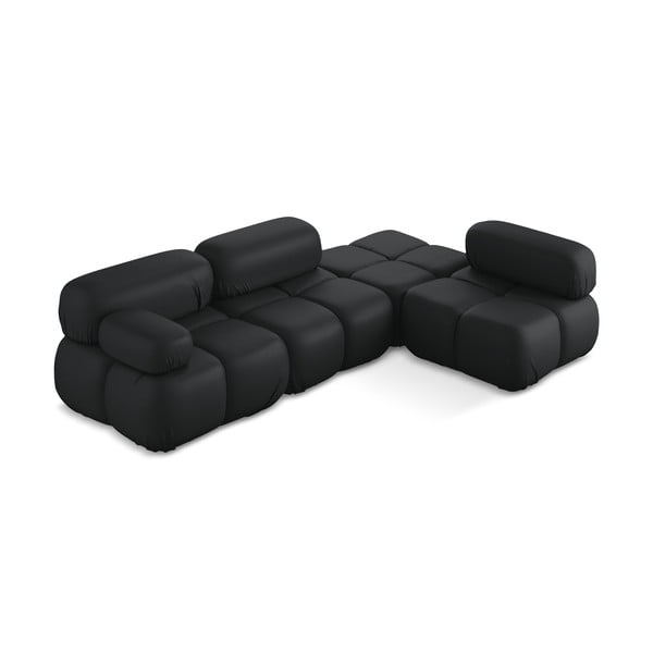 Черен модулен ъглов диван от изкуствена кожа (десен ъгъл) Lokua – Makamii-image-2