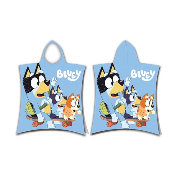 Синьо  памучно детско пончо размер 3-8 години Bluey Skate – Jerry Fabrics
