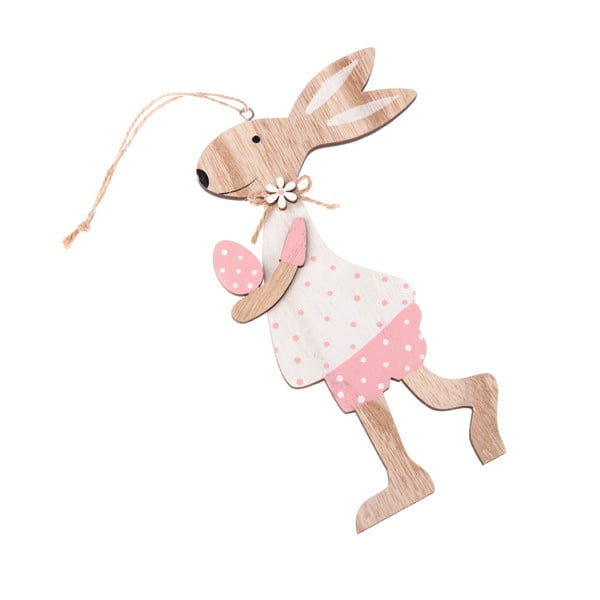 Дървен декоративен висящ заек Розова рокля - Dakls