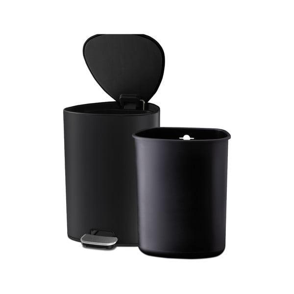 Матово черно стоманено кошче за боклук с педал 5 l EasyStore Luxe – Joseph Joseph-image-4
