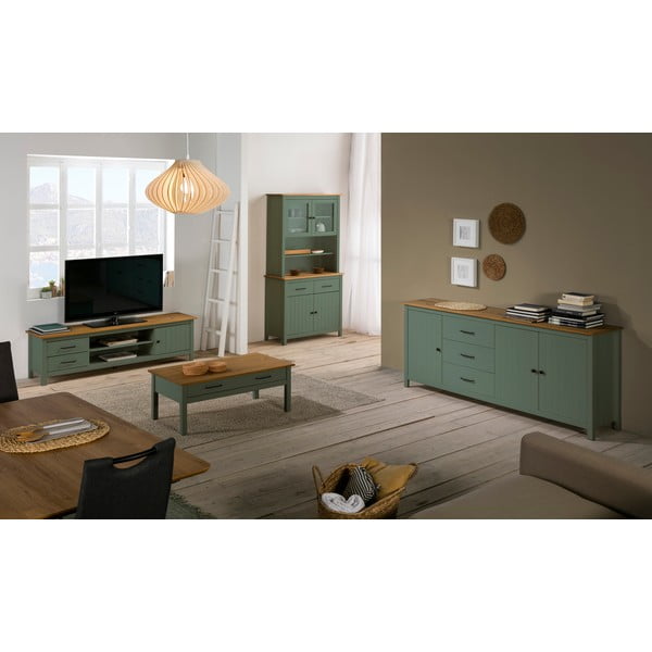 Зелена витрина от масивен бор 90x180 cm Miranda – Marckeric-image-1