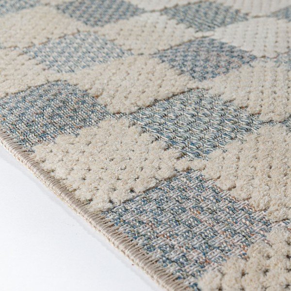 Син килим със смес от памук подходящ за пране 155x230 cm Muted Checkerboard – Flair Rugs-image-4