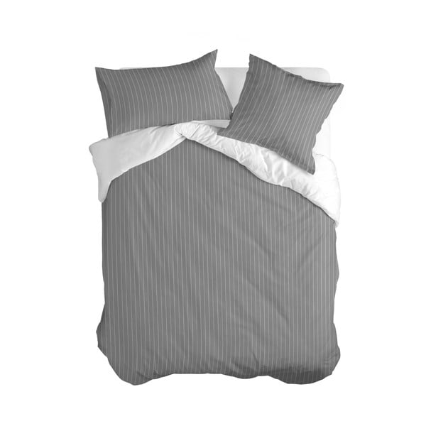 Бяла и сива памучна завивка за единично легло 140x200 cm Oxford - Happy Friday