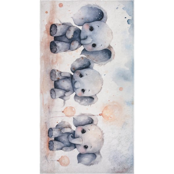 Светлосив детски килим 100x160 cm Baby Elephants – Vitaus