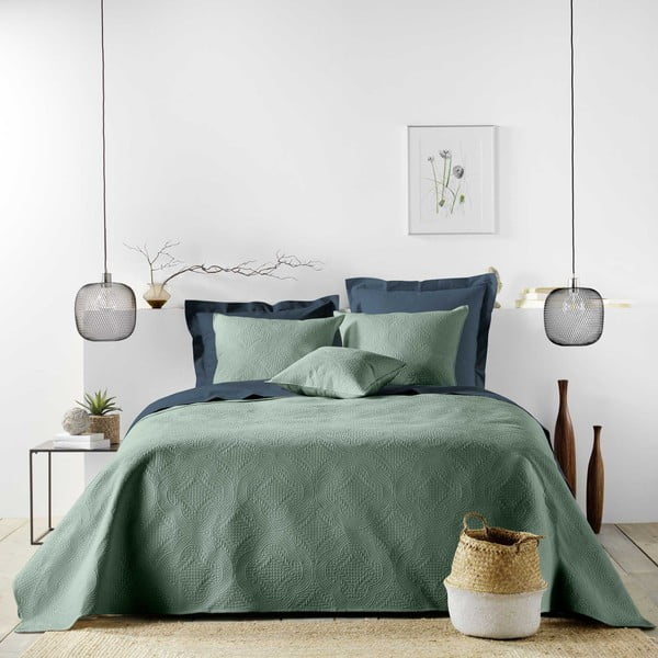 Зелено комплект шалте и калъфка за възглавница от микрофибър 240x260 cm Romane – douceur d'intérieur-image-1