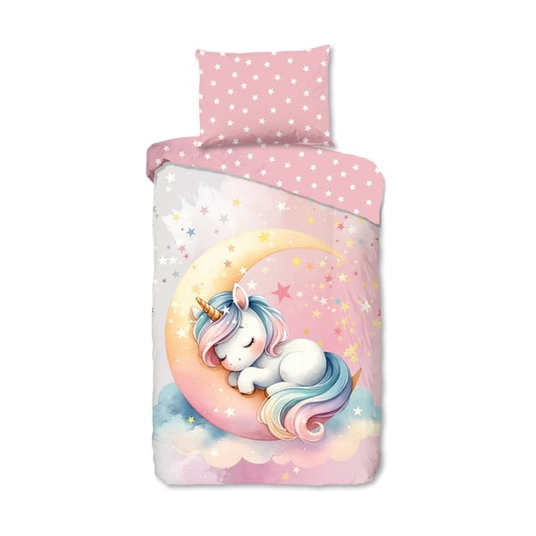 Розово единично  памучно детско спално бельо 140x200 cm Molly – Good Morning