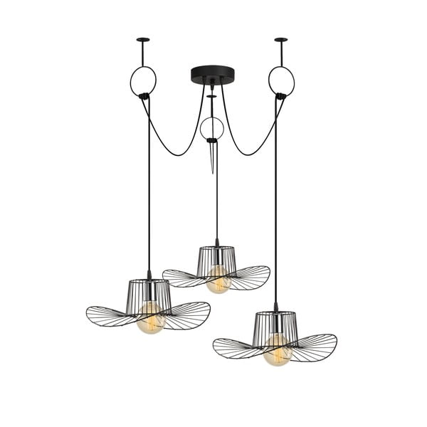 Черно висящо осветително тяло с метален абажур ø 78 cm Tel – Opviq lights-image-2