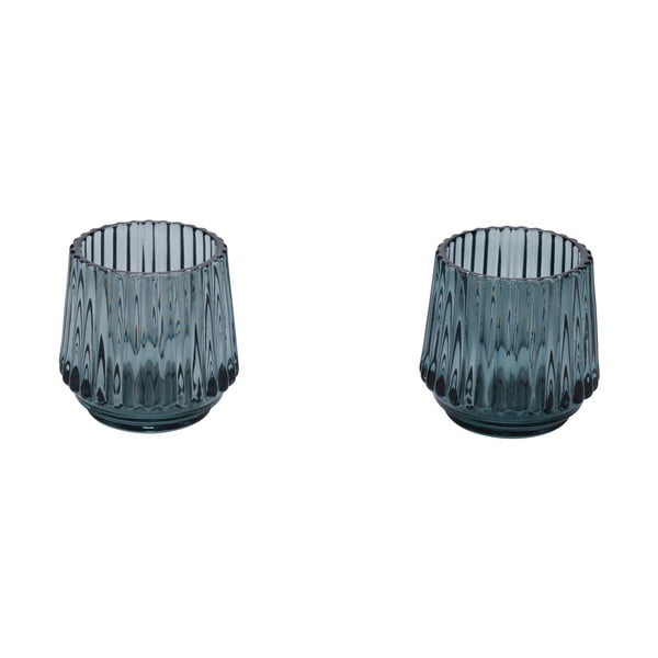 Комплект от 2 стъклени свещника за чаена свещ в тюркоазен цвят, ø 7 см - Ego Dekor