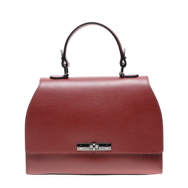 Червена кожена чанта с каишка - Carla Ferreri
