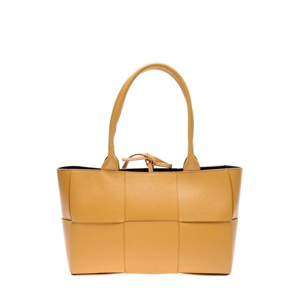 Жълта кожена чанта , 24 x 45 cm - Anna Luchini