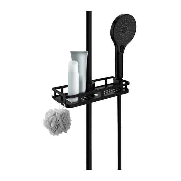 Матово черен самоносещ пластмасов рафт за баня Libertà - Wenko-image-2