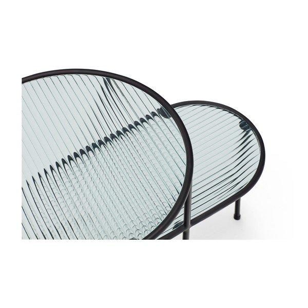 Černý odkládací stolek se skleněnou deskou Teulat Nix-image-1