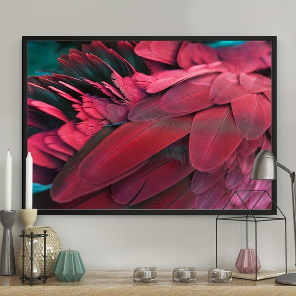 Плакат Червено, 100 x 70 cm Feathers - DecoKing-image-1