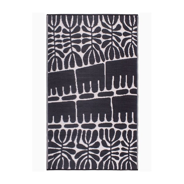 Черен двустранен килим за открито, изработен от рециклирана пластмаса Serowe Black, 120 x 180 cm - Fab Hab