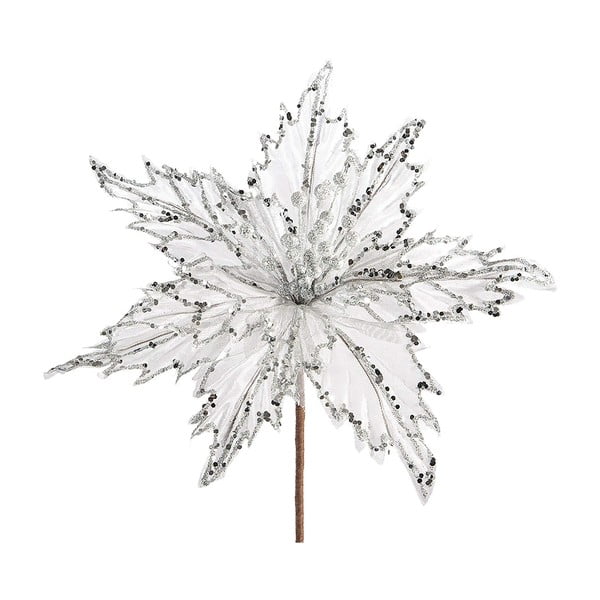 Vánoční plastová dekorace ve tvaru květu ve stříbrné barvě DecoKing Nala