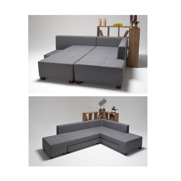 Сив разтегателен диван Bailey, десен ъгъл Manama - Balcab Home-image-4