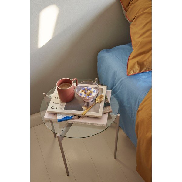 Кръгла странична масичка със стъклен плот ø 45 cm Beam – Hübsch-image-4