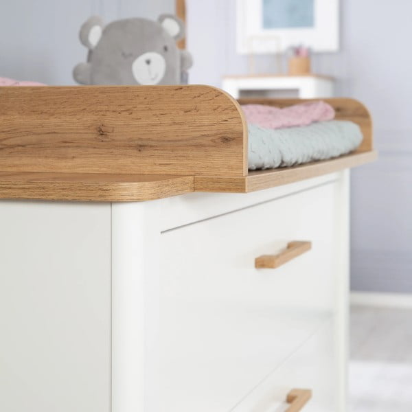 Бял нисък скрин от дъб с маса за преповиване 119x100 cm Ava - Roba-image-3