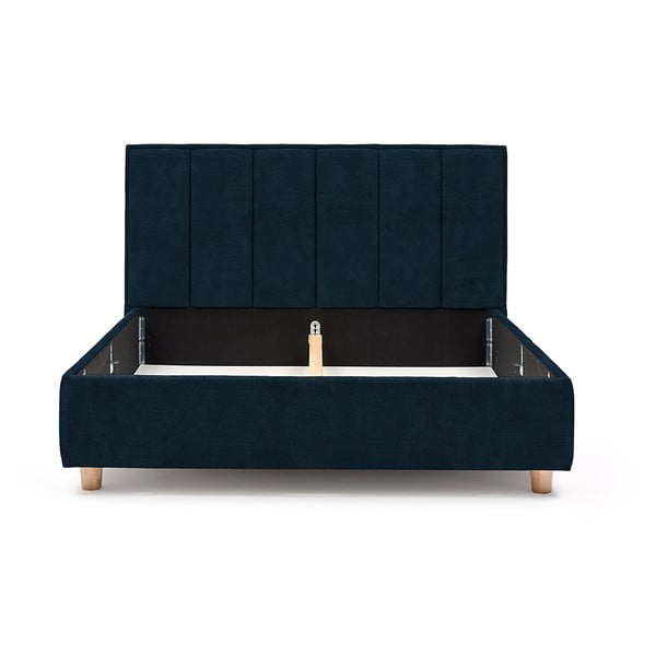 Тъмносиньо двойно легло с решетка и място за съхранение , 160 x 200 cm Wega - ProSpánek-image-3