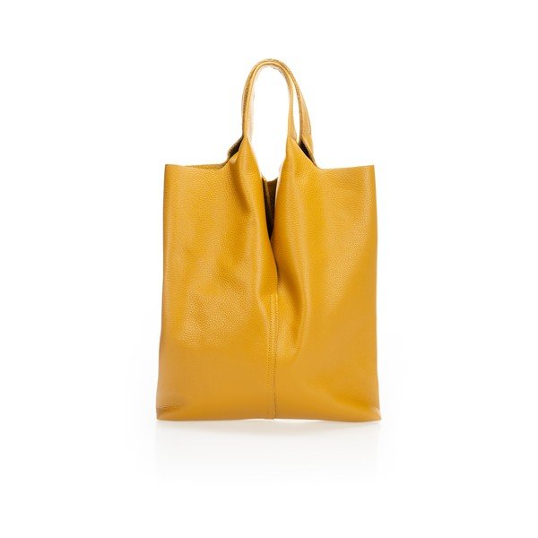 Жълта кожена чанта Silvia - Giulia Massari-image-1
