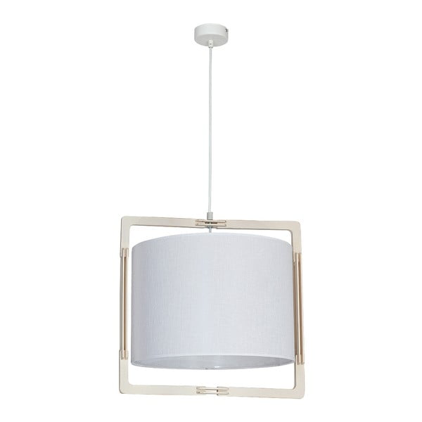 Бяла лампа за таван с дървени детайли Loki White Uno - Glimte
