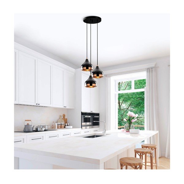 Окачване в черно медно покритие за 3 крушки Yildo - Opviq lights-image-1