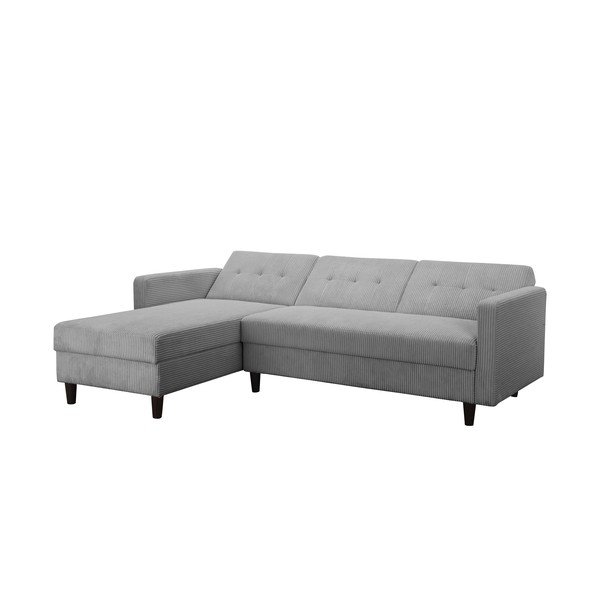 Светлосив сгъваем ъглов диван от рипсено кадифе Hartford – Støraa-image-4