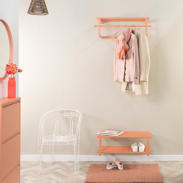 Метална стенна закачалка в цвят сьомга с рафт 76 cm Marco – Spinder Design-image-1