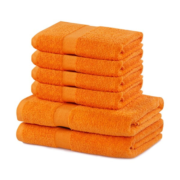 Комплект от 2 памучни оранжеви кърпи и 4 кърпи Marina - DecoKing