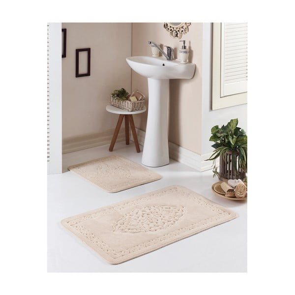 Комплект от 2 бежови килимчета за баня Osmanli - Unknown