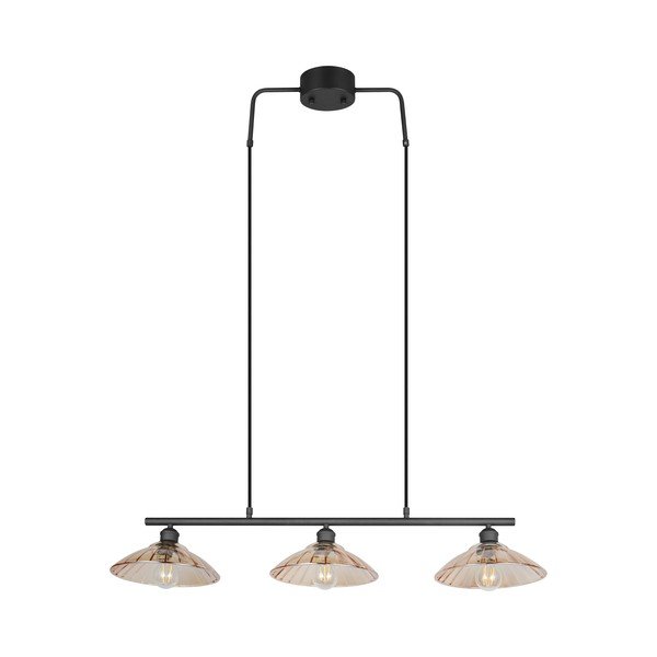 Черно/в кехлибарен цвят метално висящо осветително тяло със стъклен абажур Eluna – Reality