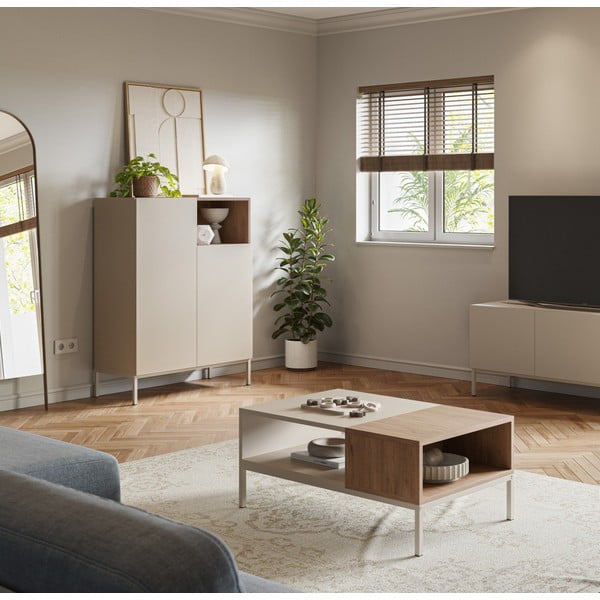 Кремава масичка за кафе 56x90 cm Cailin – Marckeric-image-1