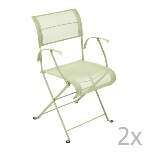 Sada 2 zelenkavých skládacích židlí s područkami Fermob Dune