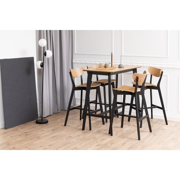 Бар столове в цвят на дървесина от черен естествен каучук в комплект от 2 броя 105 см Roxby - Actona-image-3