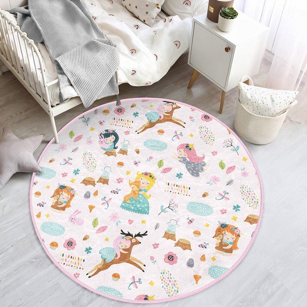 Светлорозов детски килим ø 100 cm Comfort - Mila Home-image-4