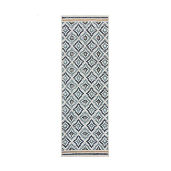 Жълто-син килим за открито и закрито 80x230 cm Zia Trellis – Flair Rugs