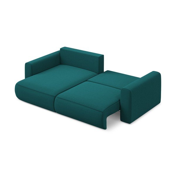 Тюркоазен кадифен разтегателен ъглов диван с място за съхранение (ляв ъгъл) Kapua – Makamii-image-3