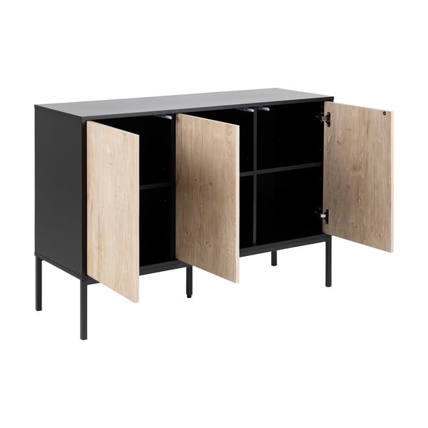 Черен нисък скрин от дъб 120x82 cm Seaford - Actona-image-3