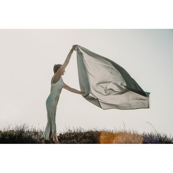 Светлосиво одеяло със съдържание на памук Лято , 140 x 180 cm Linen - Euromant-image-1