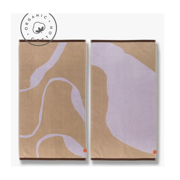 Комплект от 2 кърпи от органичен памук в цвят лавандула и светлокафяво 50x90 cm Nova Arte - Mette Ditmer Denmark