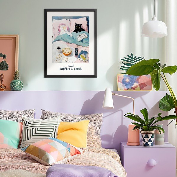 Печатна картина с включена рамка 30x40 cm Catflix – Styler-image-1