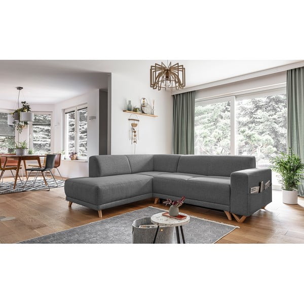 Сив разтегателен/с място за съхранение ъглов диван (ляв ъгъл/L форма) Classy Sophie – Miuform-image-3