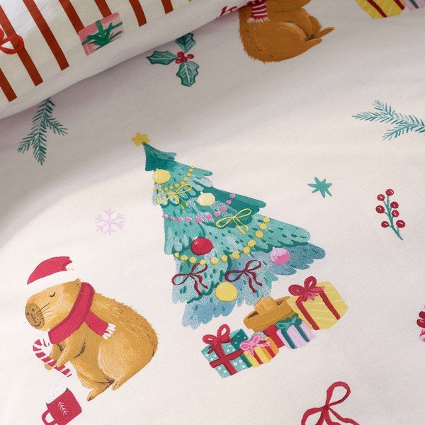 Единично  спално бельо в естествен цвят 135x200 cm Capy Christmas – Catherine Lansfield-image-4