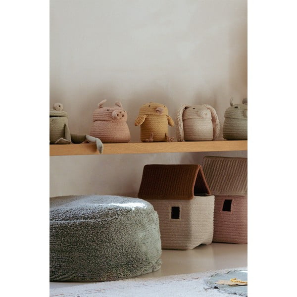 Светлорозова текстилна детска кошница за играчки ø 17x15 cm Mini Peggy the Pig – Lorena Canals-image-3