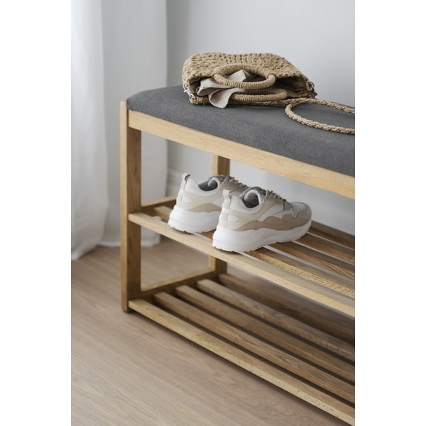 Стойка за обувки от масивен дъб за сядане естествена Confetti – Rowico-image-1